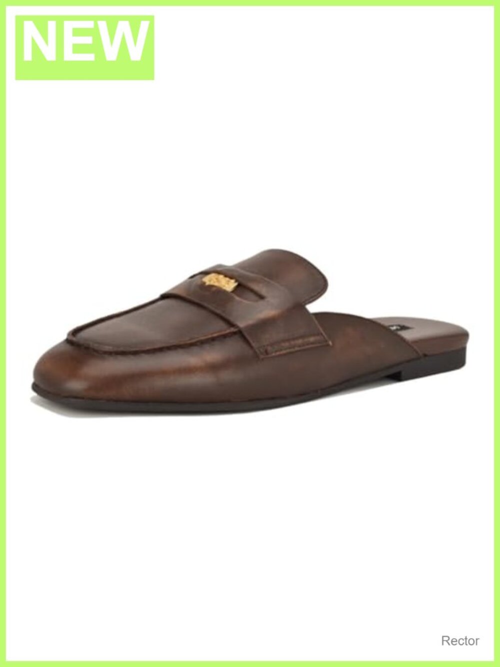 Nine West Evans Leather Penny Loafers Square Toe Slip-On Flats Women's